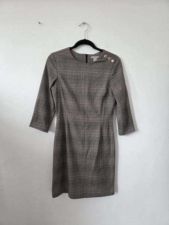 H&M Dresses & Skirts - H&M Plaid Glen Check Sheath Dress Pencil Office Preppy Academia Literary Chic 6